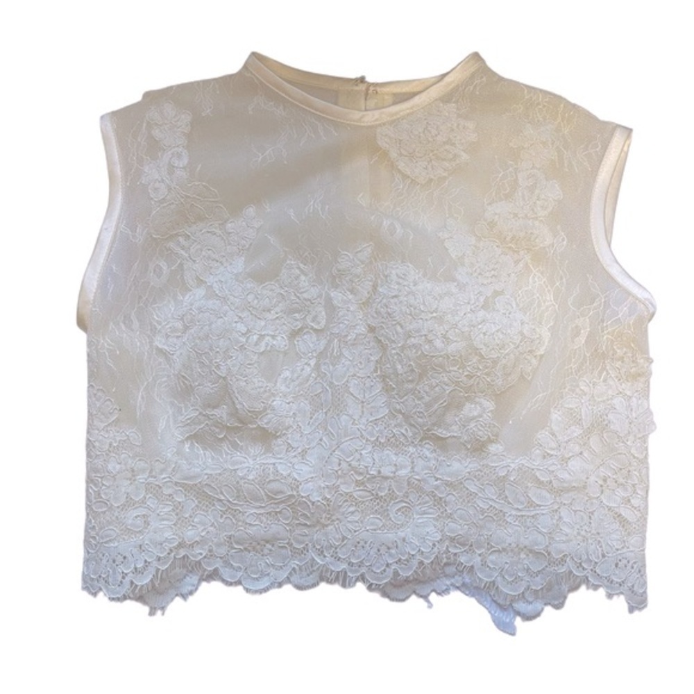 Cream Lace Wedding Crop Top Small